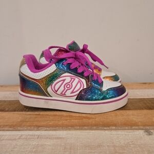 Heelys Motion Plus Girls Youth Size 2 Holographic Shimmer Pink Wheel Shoes